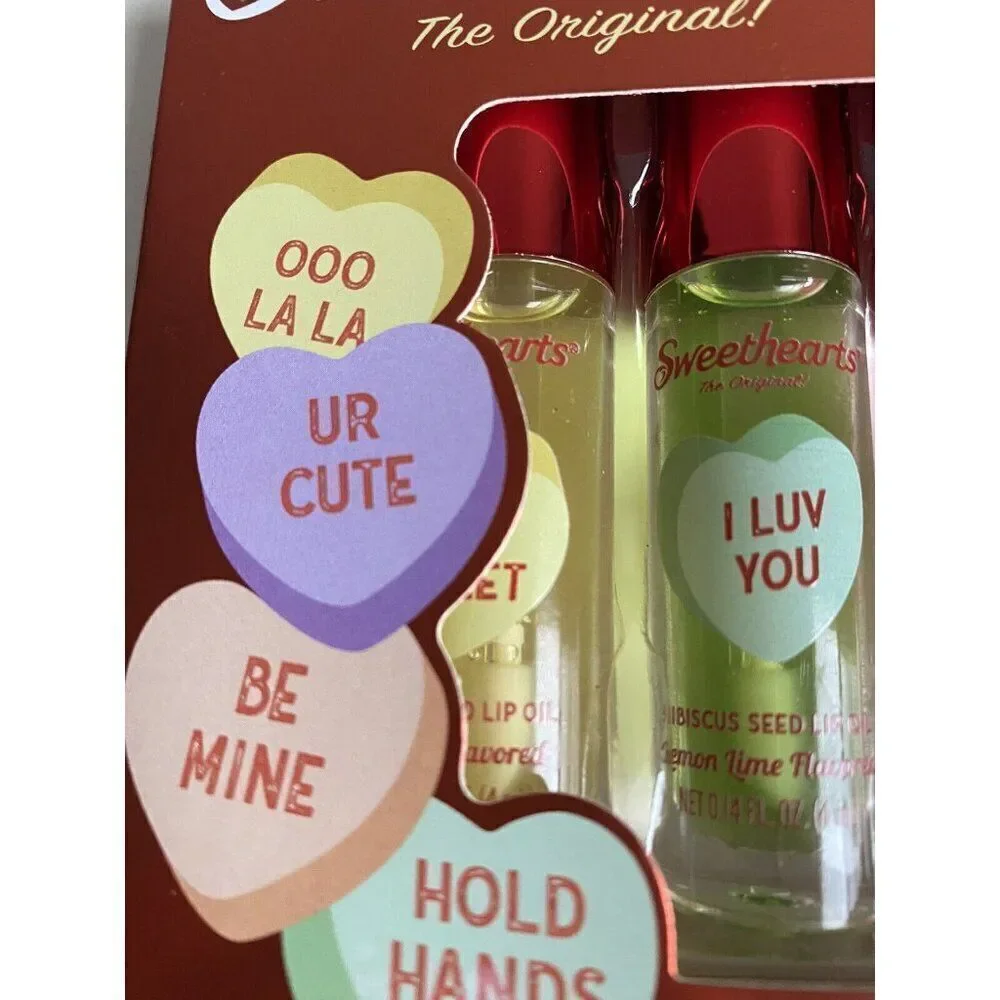 5 Pack Taste Beauty x Sweethearts Hibiscus Seed Infused Lip Oil Set‎ Valentines